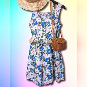 Vintage Floral Belted Romper